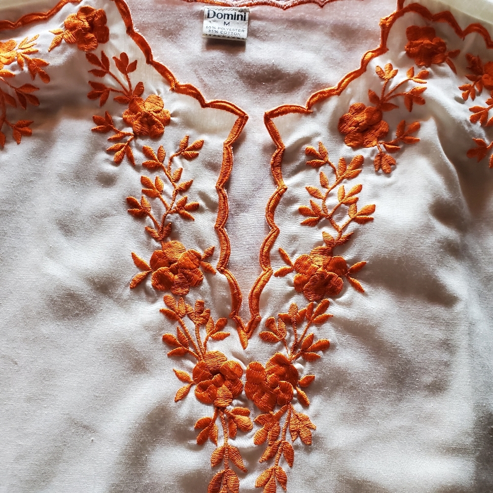 Vintage embroidered floral blouse